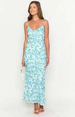 Valentina Blue Floral Maxi Dress