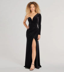Sasha One-Shoulder Mermaid Velvet Formal Dress