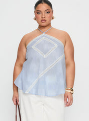 Jezabele Halter Top Blue Stripe Curve