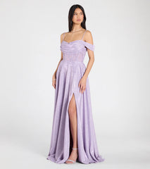 Skyler Glitter Woven Corset A-Line Formal Dress