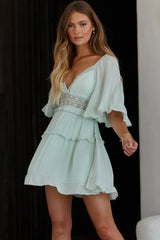 Desert Rose Bell Sleeve Mini Dress Mint