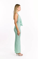 Charlette Green Cowl Neck Maxi Dress