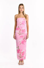 Imogen Pink and Green Floral Print Maxi Dress