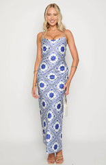 Renesmee Navy Tile Print Maxi Dress