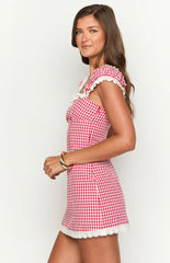 Jolie Red Short Sleeve Mini Dress