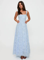 Margaux Burnout Maxi Dress Blue