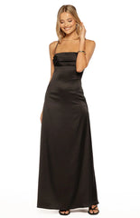 Blaise Black Satin Maxi Dress