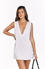 Wynn White Linen Shift Mini Dress