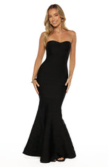 Amanda Black Bandage Strapless Formal Maxi Dress