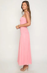 Clare Pink Ruched Maxi Dress