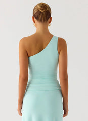 Ravi One Shoulder Top - Aqua