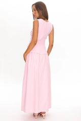 Keeeva Boatneck Maxi Dress Pink