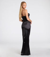 Noel Strapless Sweetheart Slit Satin Formal Dress