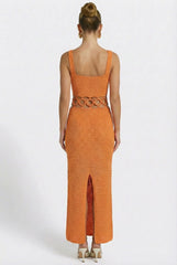 Bali Square Neck Sleeveless Crochet Midi Dress
