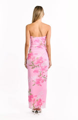 Imogen Pink and Green Floral Print Maxi Dress