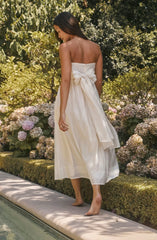 Aneesha Strapless Pleated Midi Dress