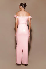 Carrie Sequin Rose Maxi Dress - Pale Pink