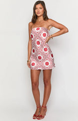 Ellie Red Tile Print Mini Dress
