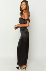 Sheridan Black Satin Maxi Dress