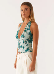 Lets Pretend Halterneck Top - Cloud Nine Floral