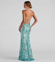 Cordelia Formal Damask Sequin Dress