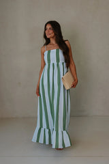 Maria Stripe Maxi Dress-Green