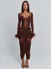 Cherrey Maxi Dress Chocolate