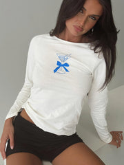 Martini Bow Long Sleeve Top Cream