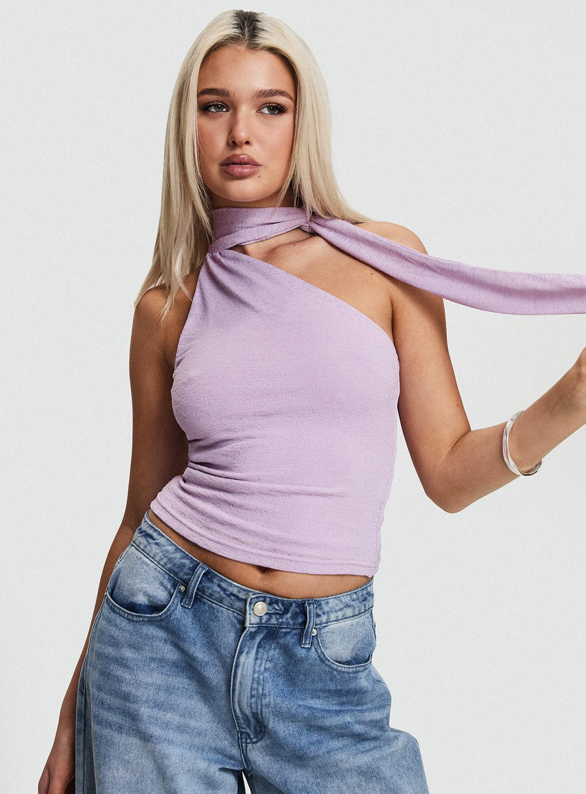 Anderstone Neck Tie Top Purple