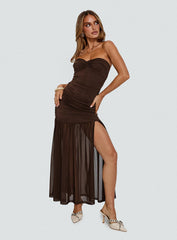 Nevena Strapless Maxi Dress Brown
