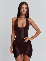 Zephyria Mini Dress Chocolate