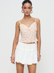 Dear London Bubble Hem Mini Skirt White