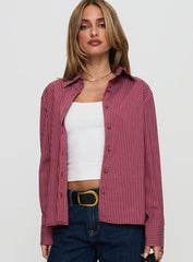 Mandisa Long Sleeve Top Red Stripe