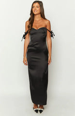 Sheridan Black Satin Maxi Dress