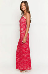 Kata Red Lace Maxi Dress