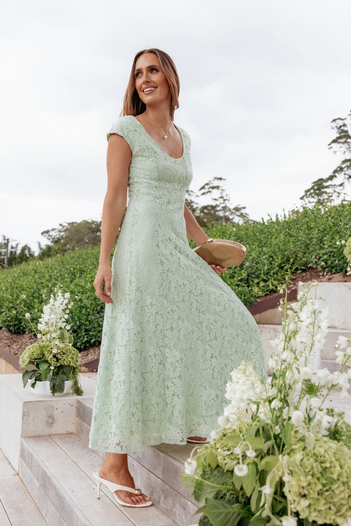 Mapleton Maxi Dress - Sage Green Lace