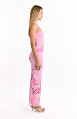 Imogen Pink and Green Floral Print Maxi Dress