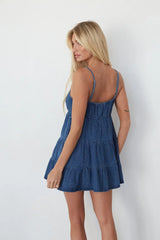 Evalee Tiered Denim Mini Dress
