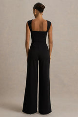 Everlee | Black Sweetheart-Neck Jumpsuit