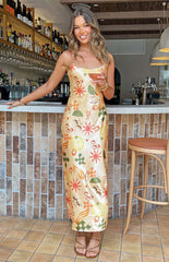 Renesmee Golden Escape Yellow Print Maxi Dress