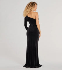 Sasha One-Shoulder Mermaid Velvet Formal Dress