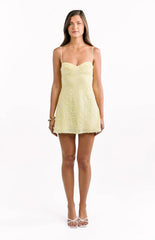 Evani Yellow Sequin Party Mini Dress