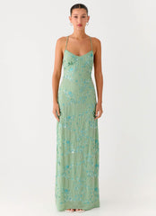 Vietta Sequin Cami Maxi Dress - Mint