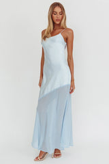 Gilded Dream Chiffon Hem Maxi Dress Baby Blue