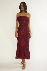 Gala One-Shoulder Maxi Dress Embellished Wine